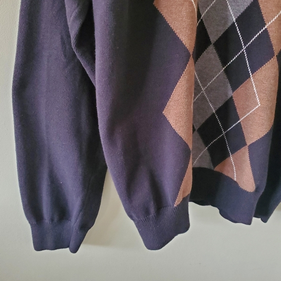 NWOT Van Heusen L Preppy Old Money Eclectic Grandpa Argyle Diamond Knit Sweater - Picture 6 of 12